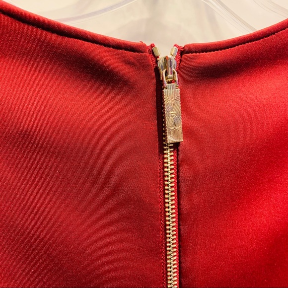 Ted Baker Trendy Scallop Overlay Dress in Maroon - Size 4 US 10 - Picture 8 of 9